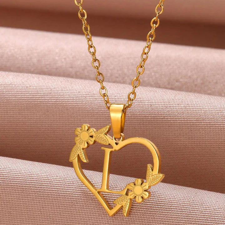 Personalised Heart Initial Necklace | Custom Jewellery-L-Nora Luxe