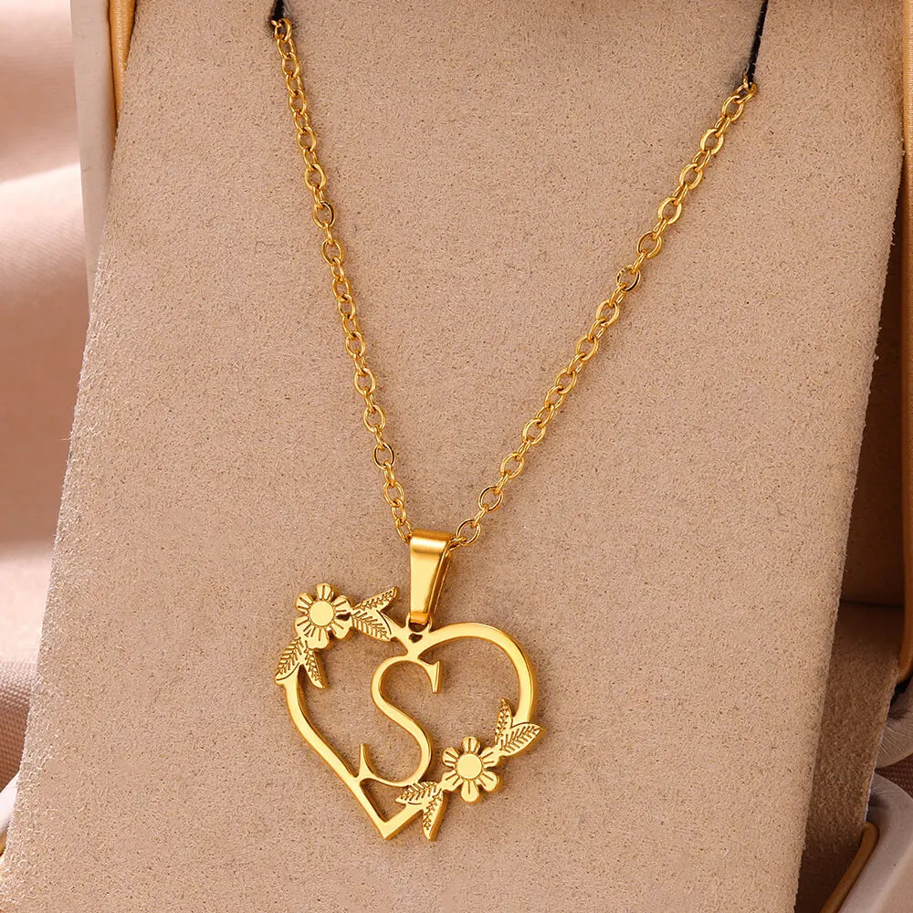 Personalised Heart Initial Necklace | Custom Jewellery-S-Nora Luxe