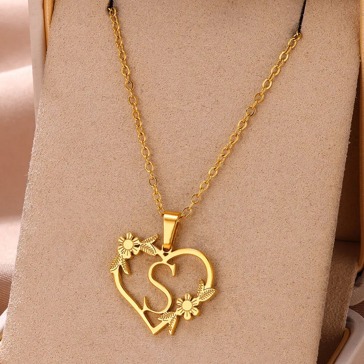 Personalised Heart Initial Necklace | Custom Jewellery-S-Nora Luxe