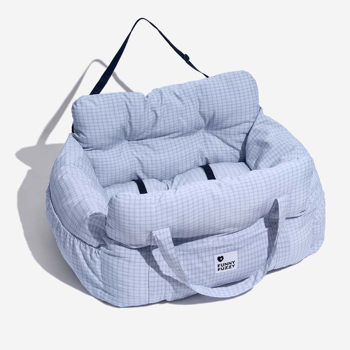 Pet Car Seat - RoadTrip Pet Bolster-Blue Plaid-Single-Nora Luxe