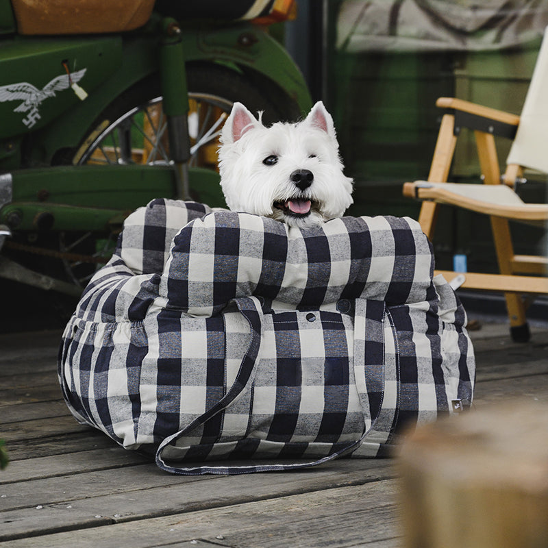 Pet Car Seat - RoadTrip Pet Bolster-Blue Striped-Single-Nora Luxe