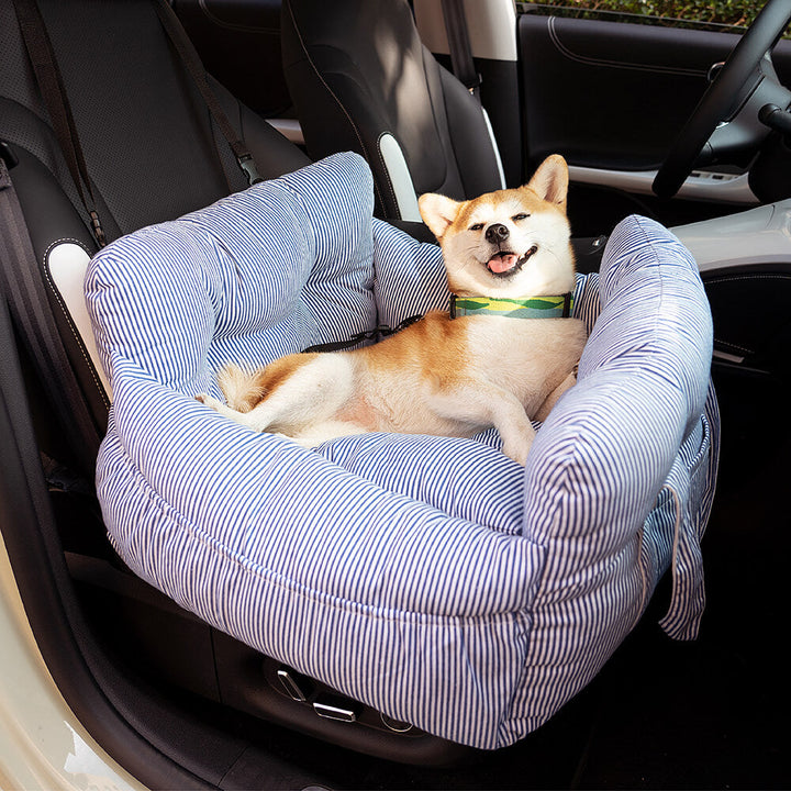 Pet Car Seat - RoadTrip Pet Bolster-Blue Striped-Single-Nora Luxe