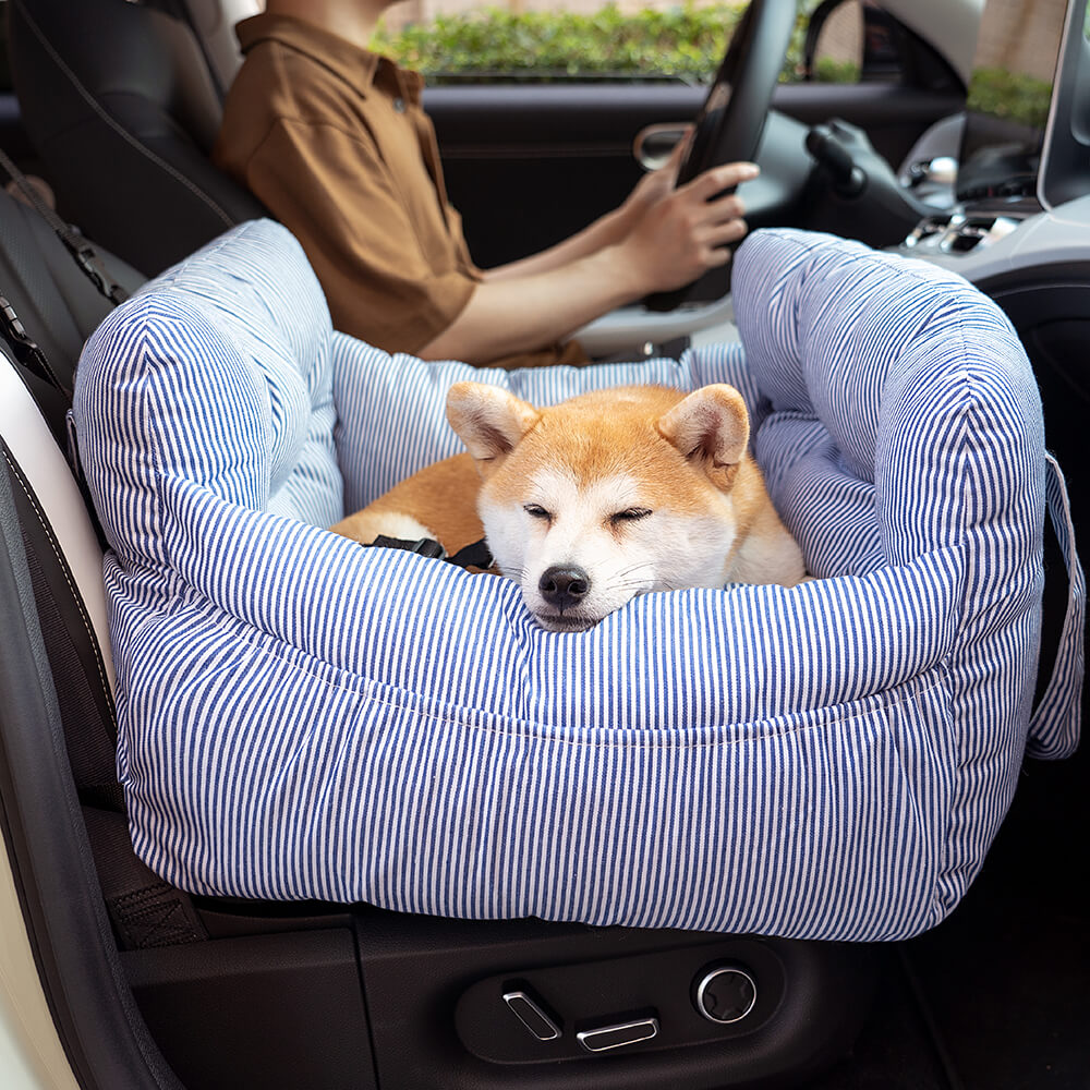 Pet Car Seat - RoadTrip Pet Bolster-Blue Striped-Single-Nora Luxe