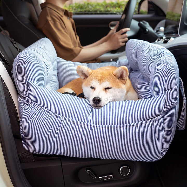 Pet Car Seat - RoadTrip Pet Bolster-Blue Striped-Single-Nora Luxe