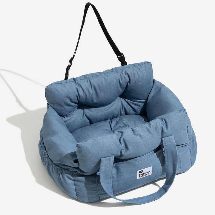 Pet Car Seat - RoadTrip Pet Bolster-Blue Striped-Single-Nora Luxe