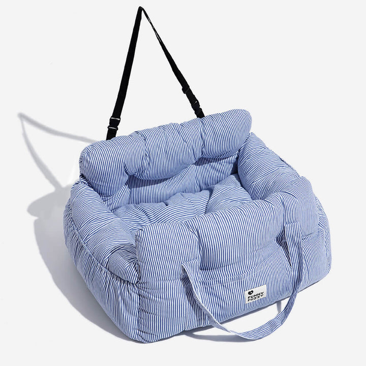 Pet Car Seat - RoadTrip Pet Bolster-Blue Striped-Single-Nora Luxe