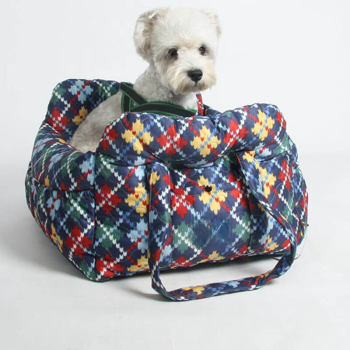 Pet Car Seat - RoadTrip Pet Bolster-Blue Striped-Single-Nora Luxe