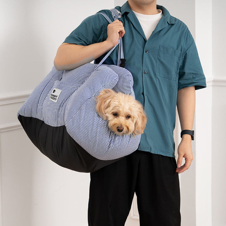 Pet Car Seat - RoadTrip Pet Bolster-Blue Striped-Single-Nora Luxe