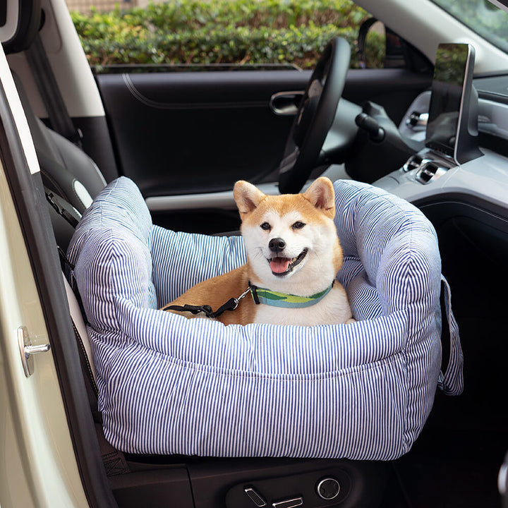 Pet Car Seat - RoadTrip Pet Bolster-Blue Striped-Single-Nora Luxe