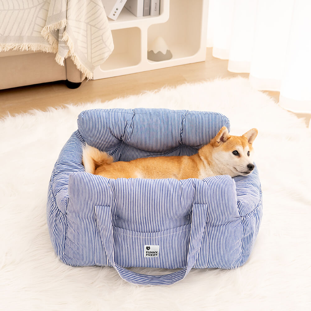 Pet Car Seat - RoadTrip Pet Bolster-Blue Striped-Single-Nora Luxe