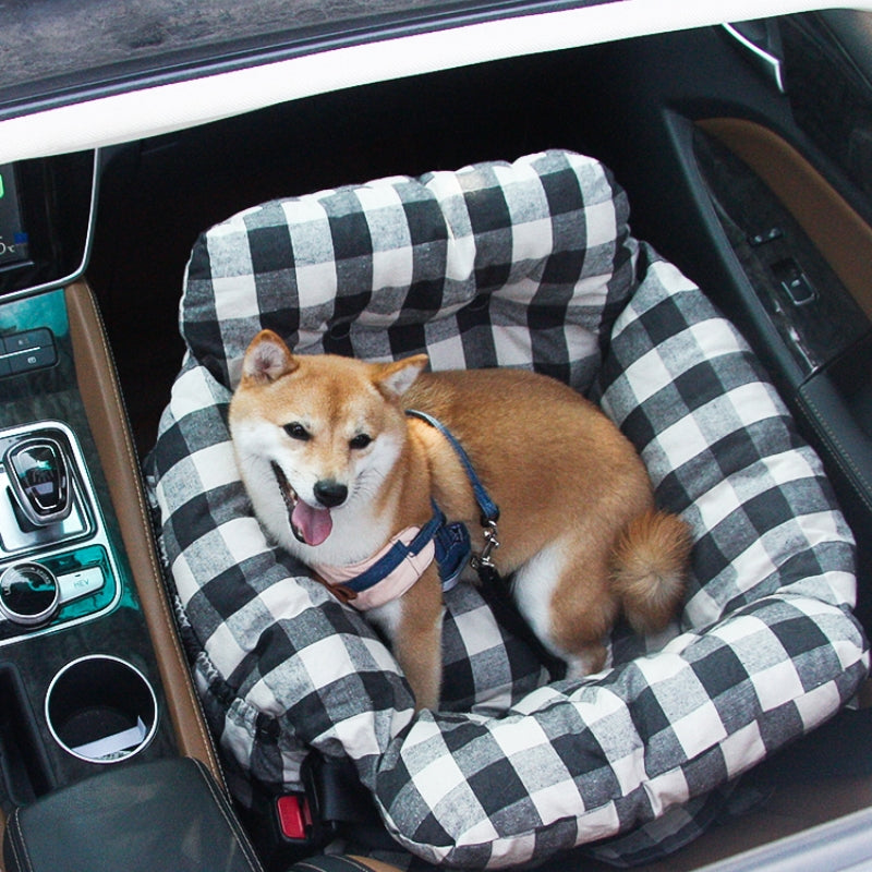 Pet Car Seat - RoadTrip Pet Bolster-Plaid-Single-Nora Luxe