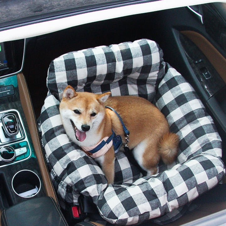 Pet Car Seat - RoadTrip Pet Bolster-Plaid-Single-Nora Luxe