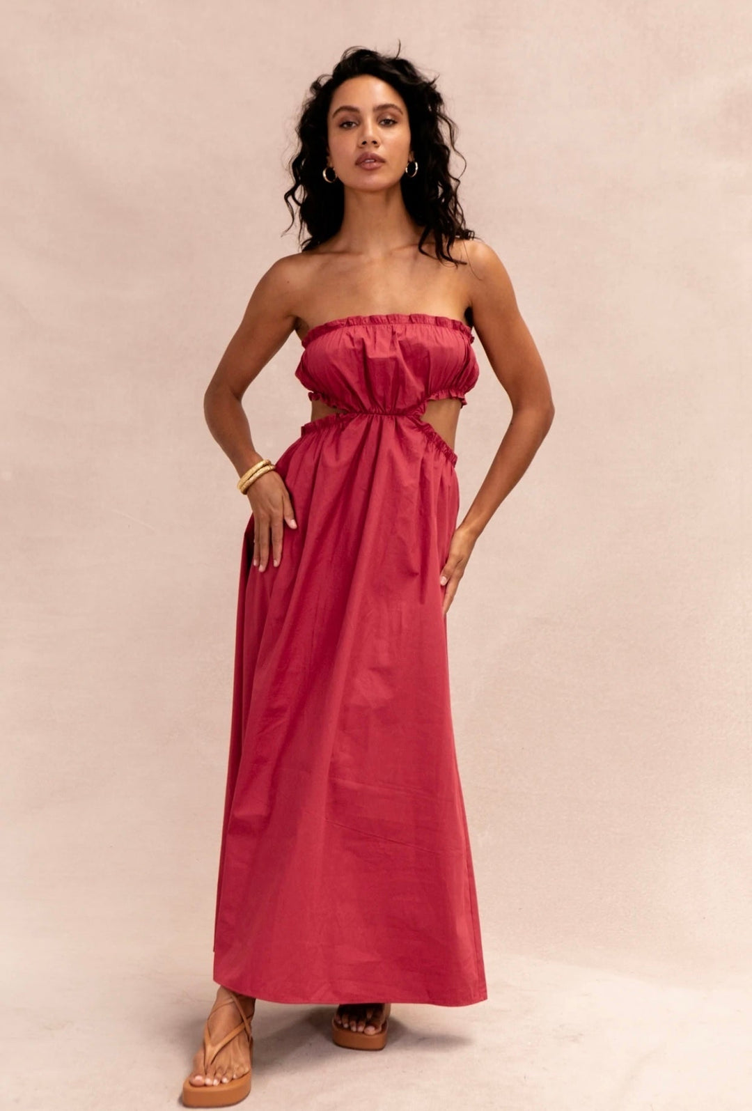 Pink Sleeveless Bohemian Chic Dress with Loose Fit – Elira-S-State of Style