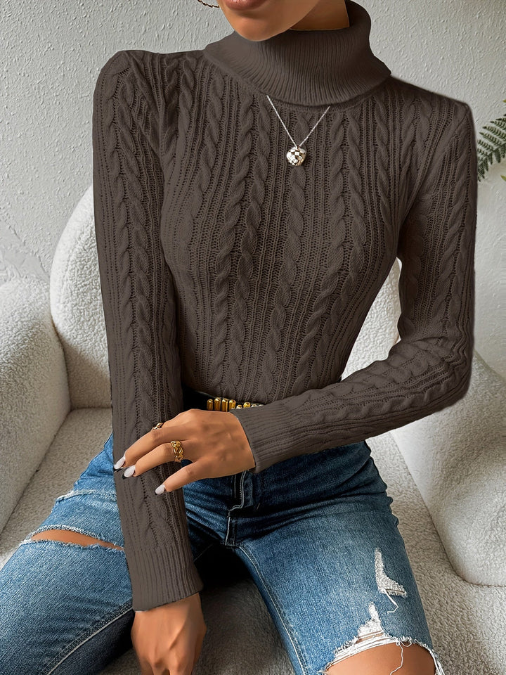 Plain Cable Knit Sweater for Women - Amara-Dark gray-S-Nora Luxe