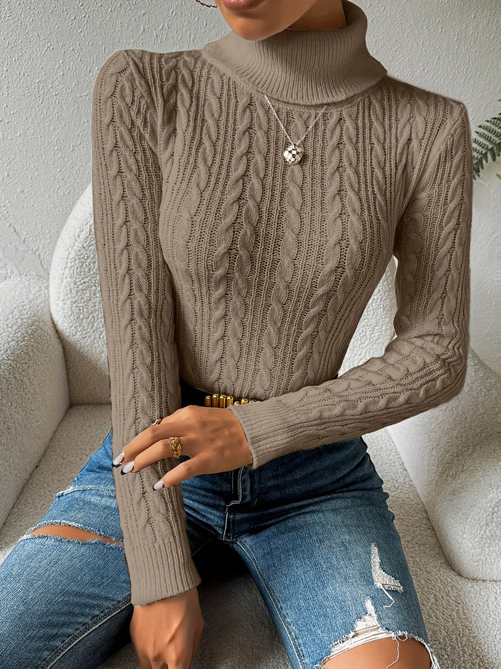 Plain Cable Knit Sweater for Women - Amara-White-S-Nora Luxe