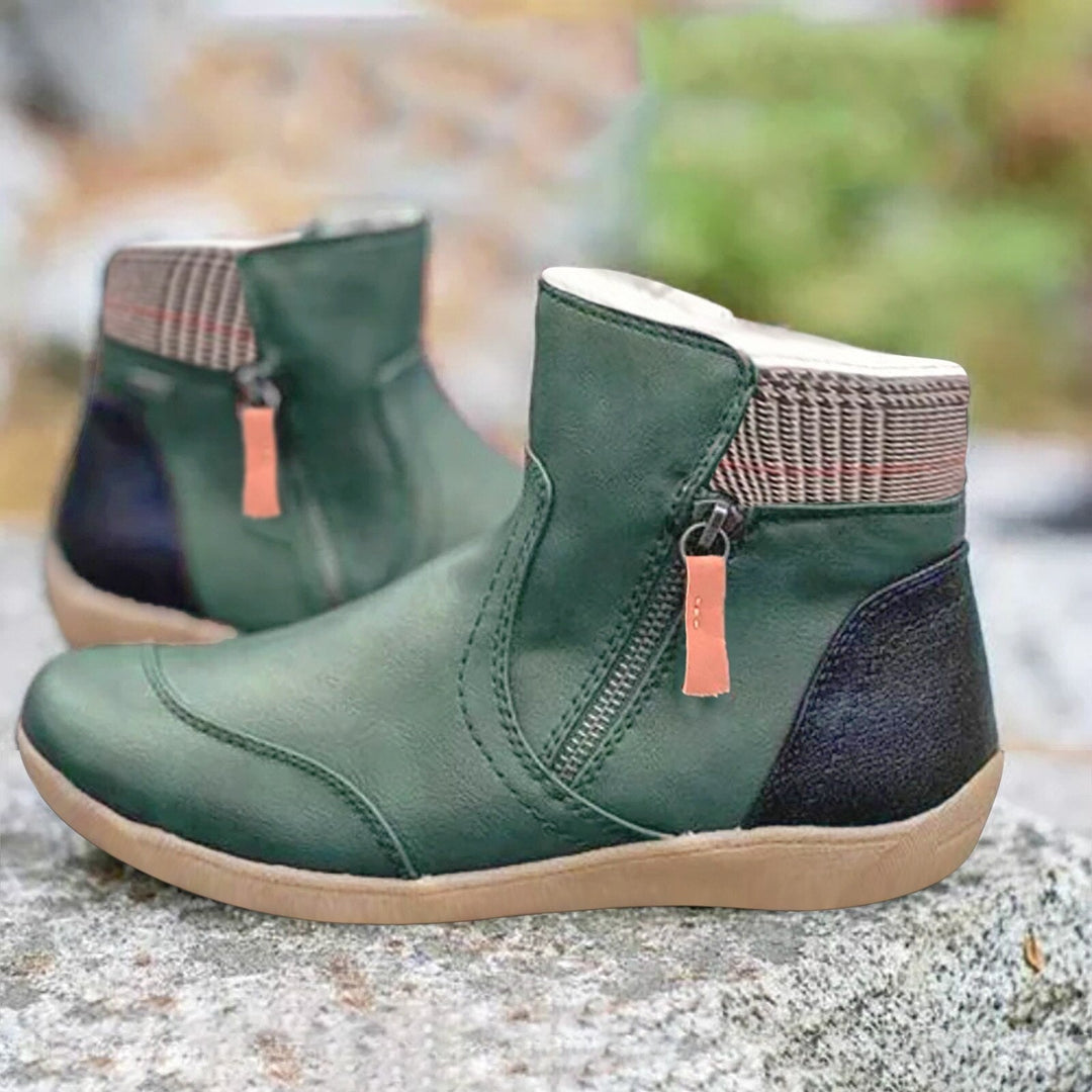 Plain Colored Ankle Boots - WarmStep-Green-2.5-Nora Luxe