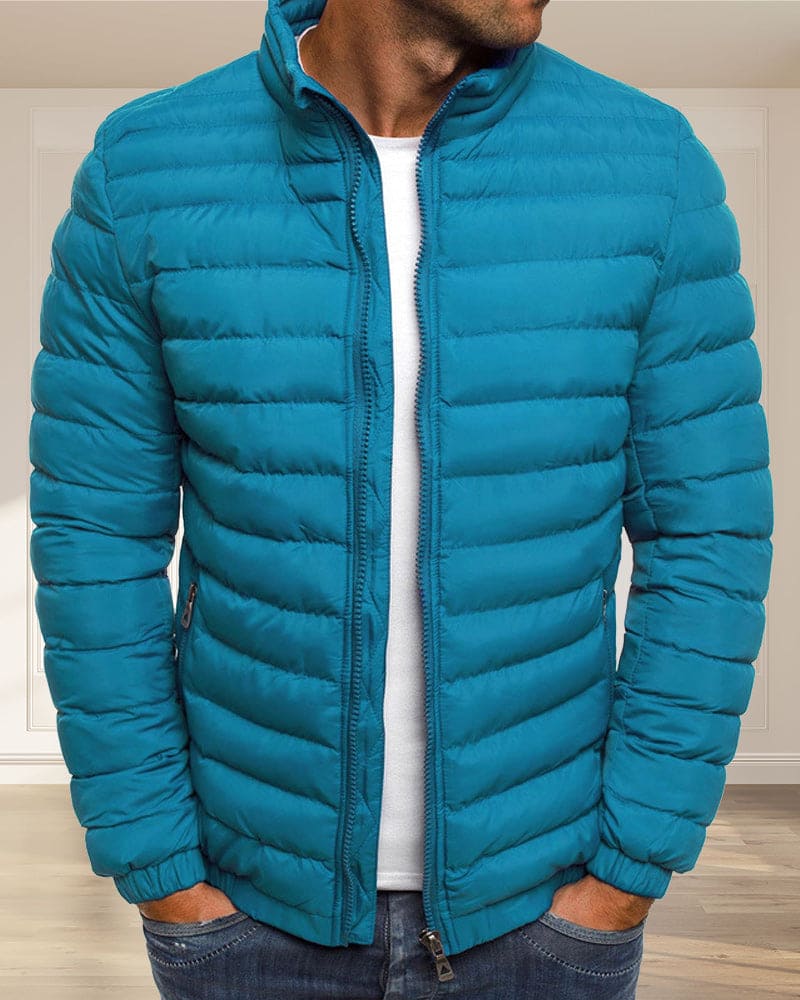 Plain Colour Jacket with Zip - Ethan-Blue-S-Nora Luxe