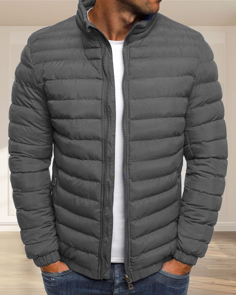 Plain Colour Jacket with Zip - Ethan-Blue-S-Nora Luxe