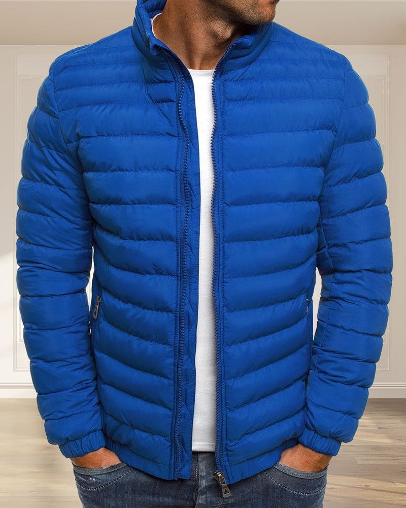 Plain Colour Jacket with Zip - Ethan-Blue-S-Nora Luxe