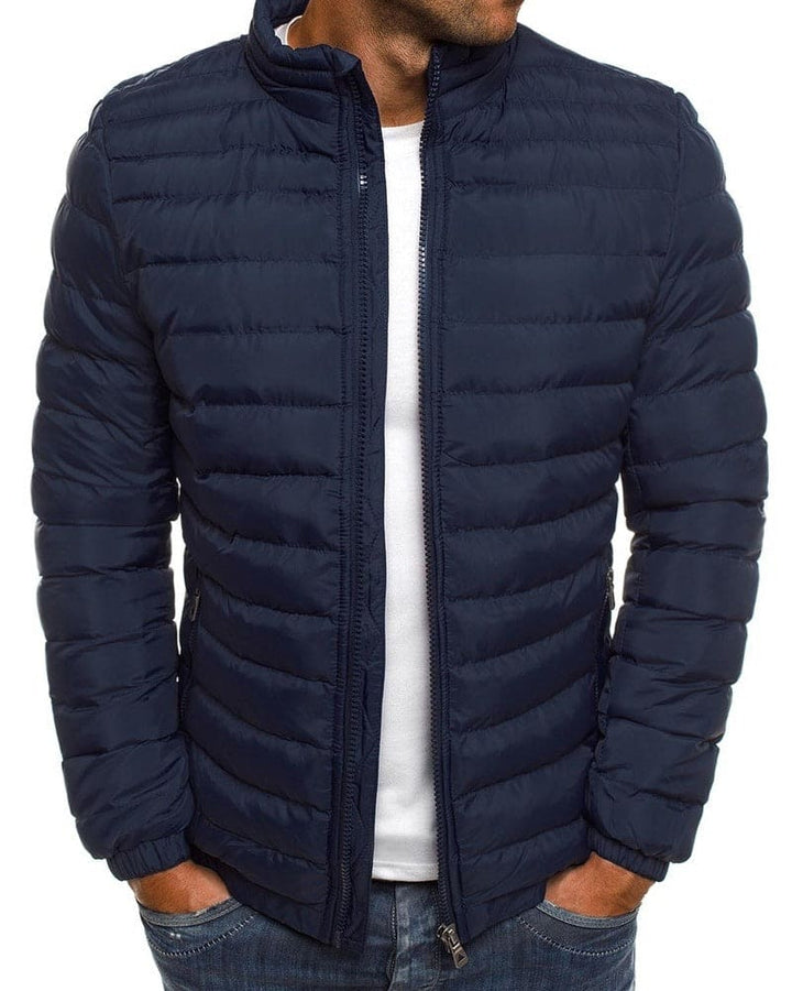 Plain Colour Jacket with Zip - Ethan-Dark blue-S-Nora Luxe