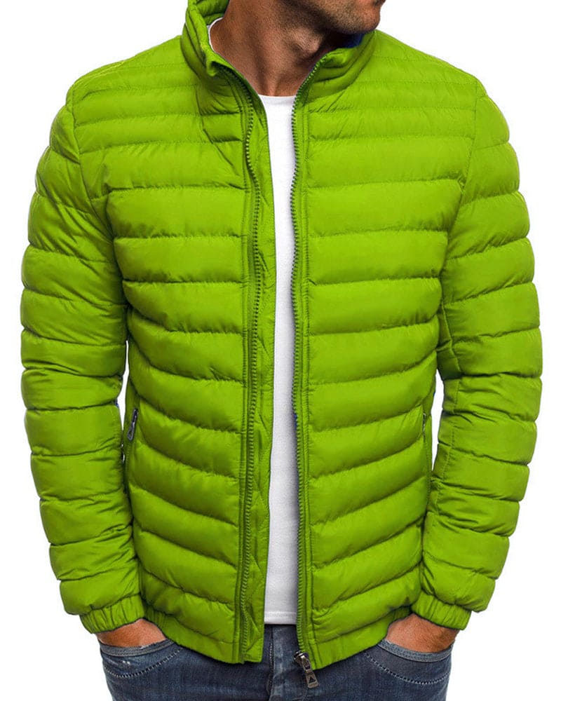 Plain Colour Jacket with Zip - Ethan-Dark Green-S-Nora Luxe