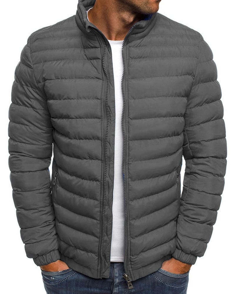 Plain Colour Jacket with Zip - Ethan-Gray-S-Nora Luxe