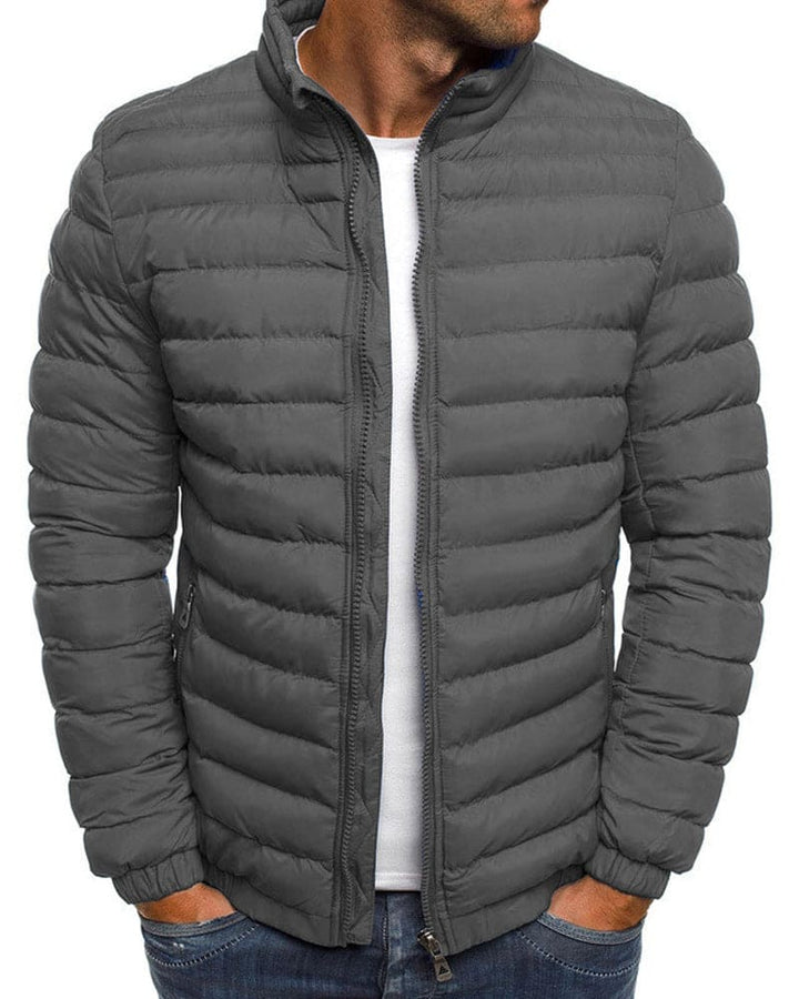 Plain Colour Jacket with Zip - Ethan-Gray-S-Nora Luxe