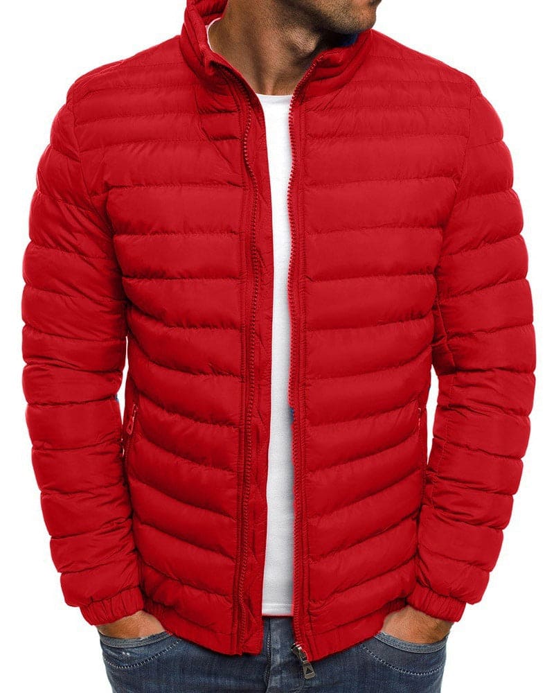 Plain Colour Jacket with Zip - Ethan-Red-S-Nora Luxe