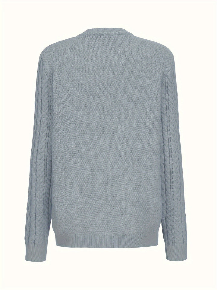 Plain Knitted Cardigan with Button Closure and Pockets - Olivia-Blue-S-Nora Luxe