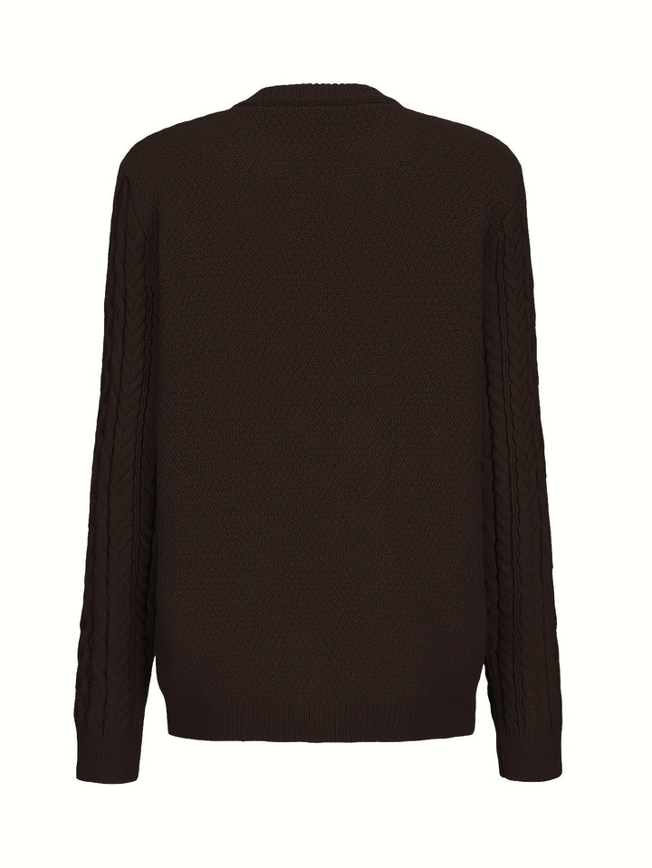 Plain Knitted Cardigan with Button Closure and Pockets - Olivia-Blue-S-Nora Luxe