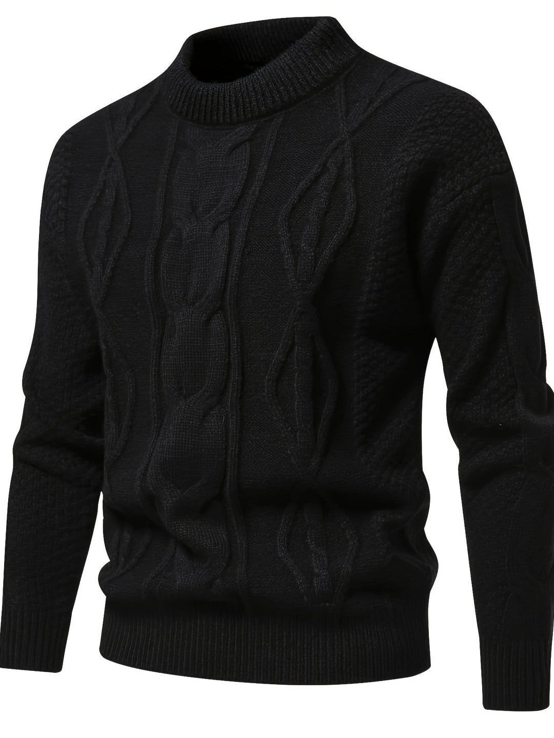 Plain Knitted Jumper for Men - Theo-Black-XS-Nora Luxe