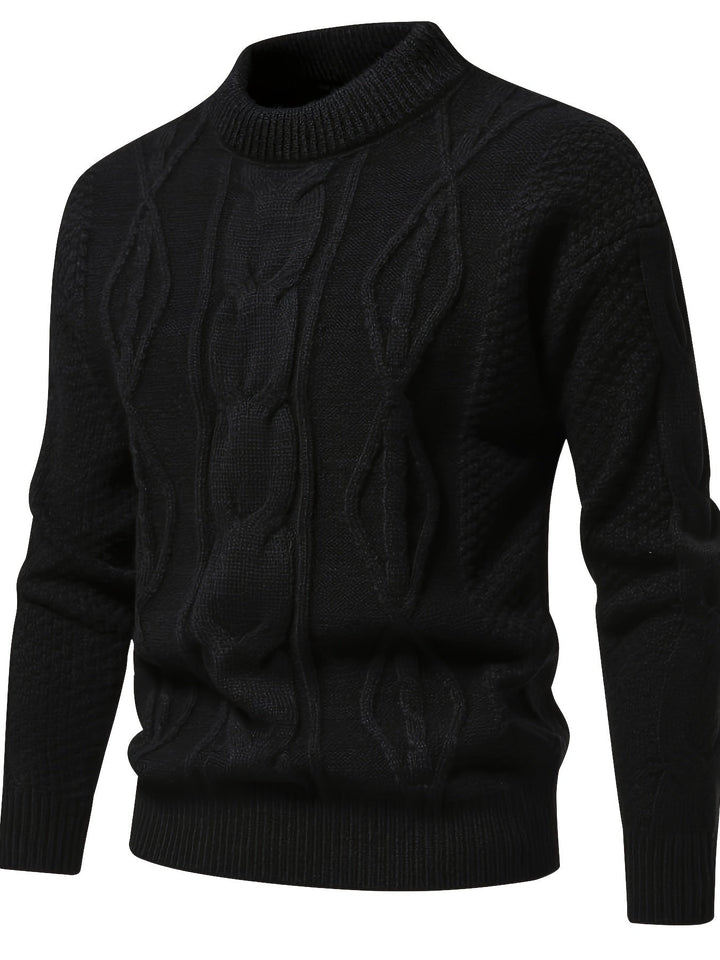 Plain Knitted Jumper for Men - Theo-Black-XS-Nora Luxe