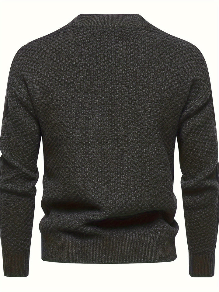Plain Knitted Jumper for Men - Theo-Black-XS-Nora Luxe
