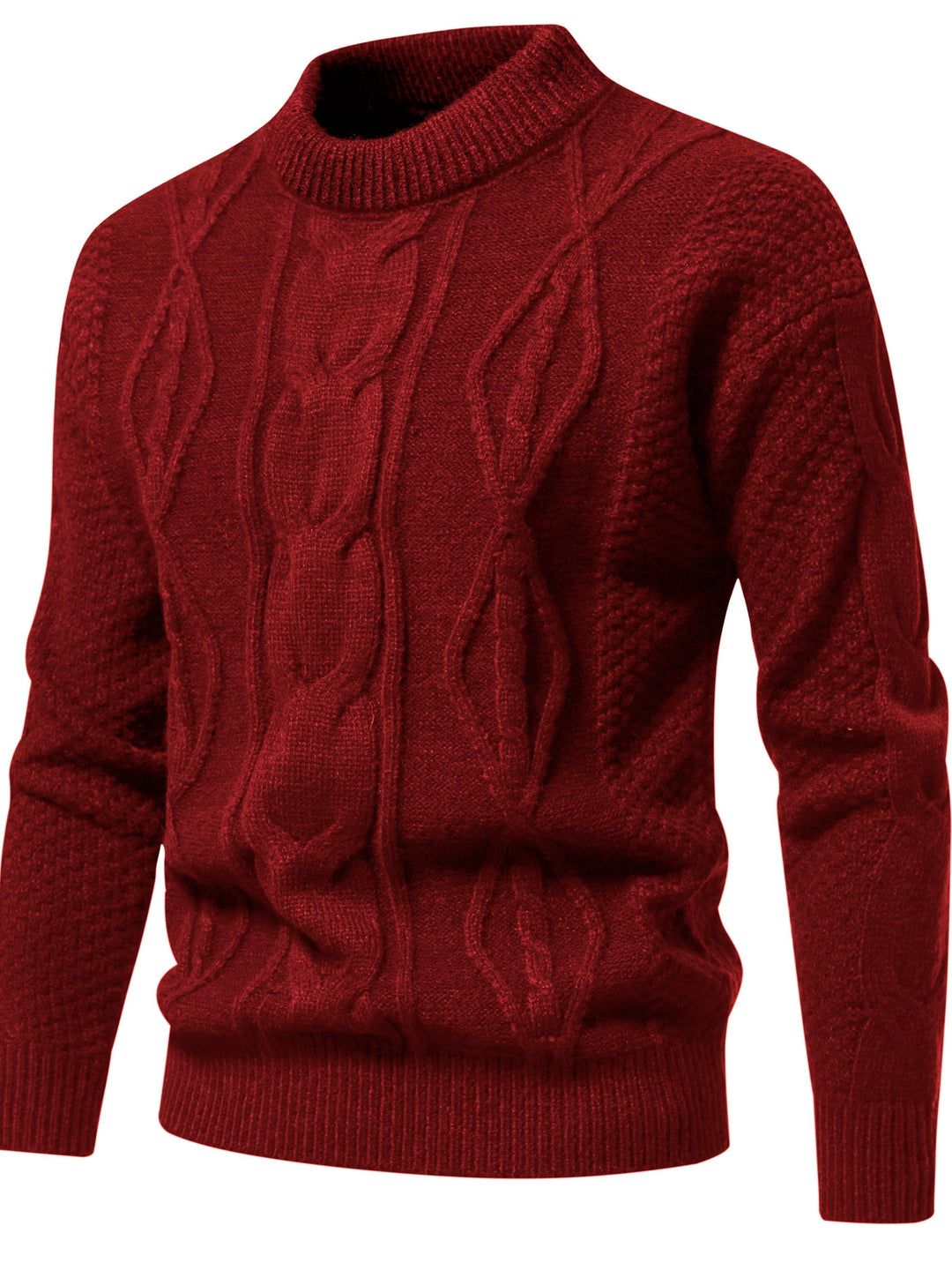 Plain Knitted Jumper for Men - Theo-Bordeaux red-XS-Nora Luxe