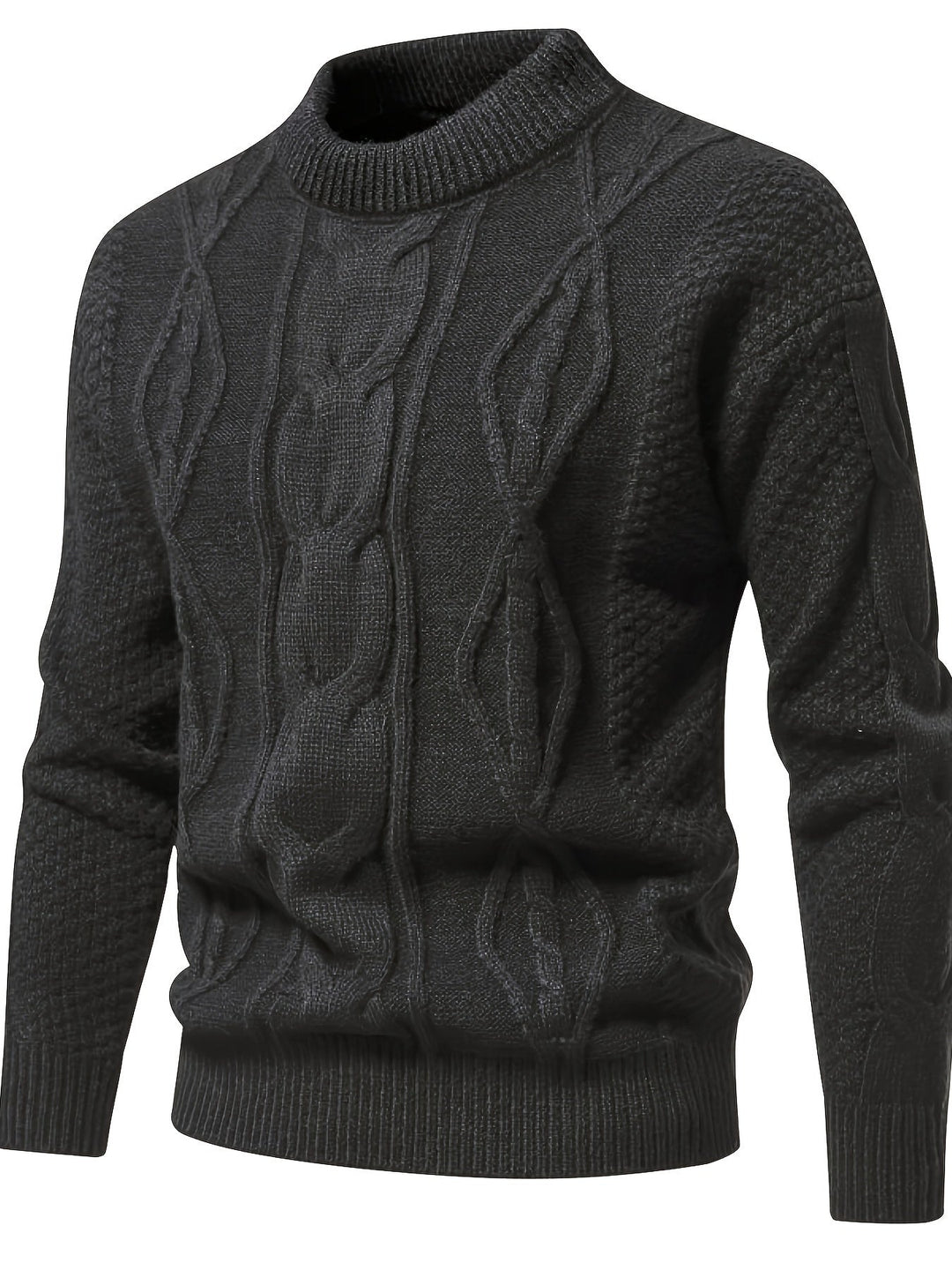 Plain Knitted Jumper for Men - Theo-Dark gray-XS-Nora Luxe