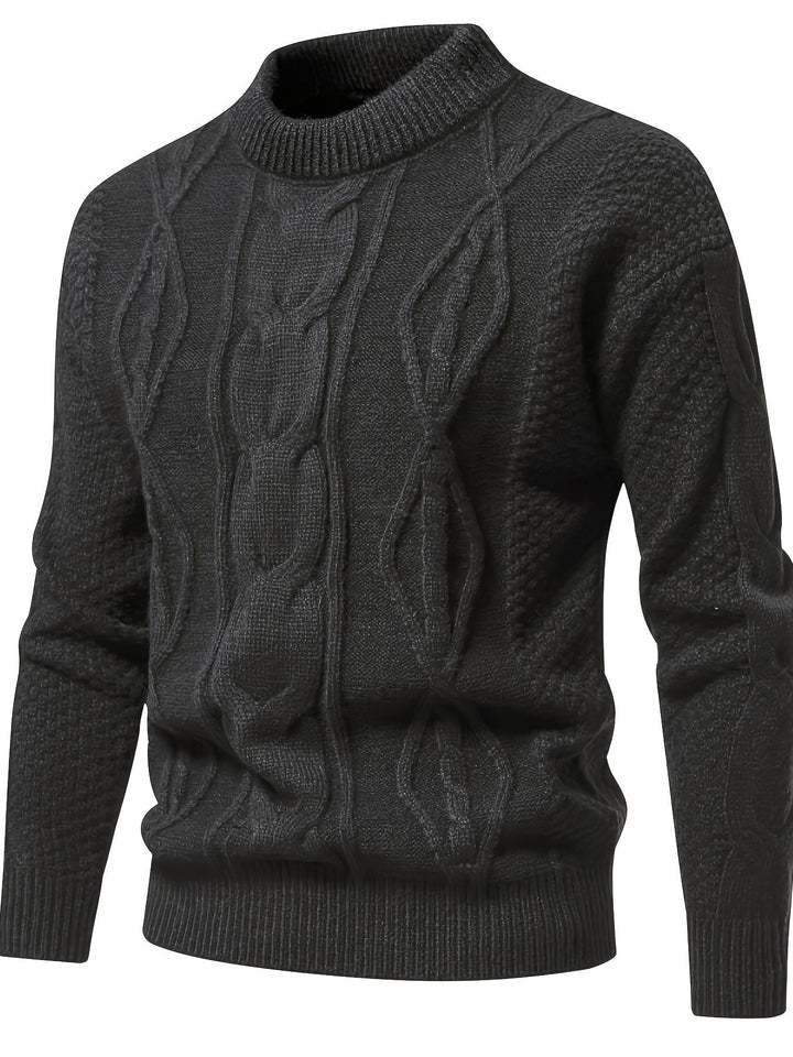 Plain Knitted Jumper for Men - Theo-Dark gray-XS-Nora Luxe