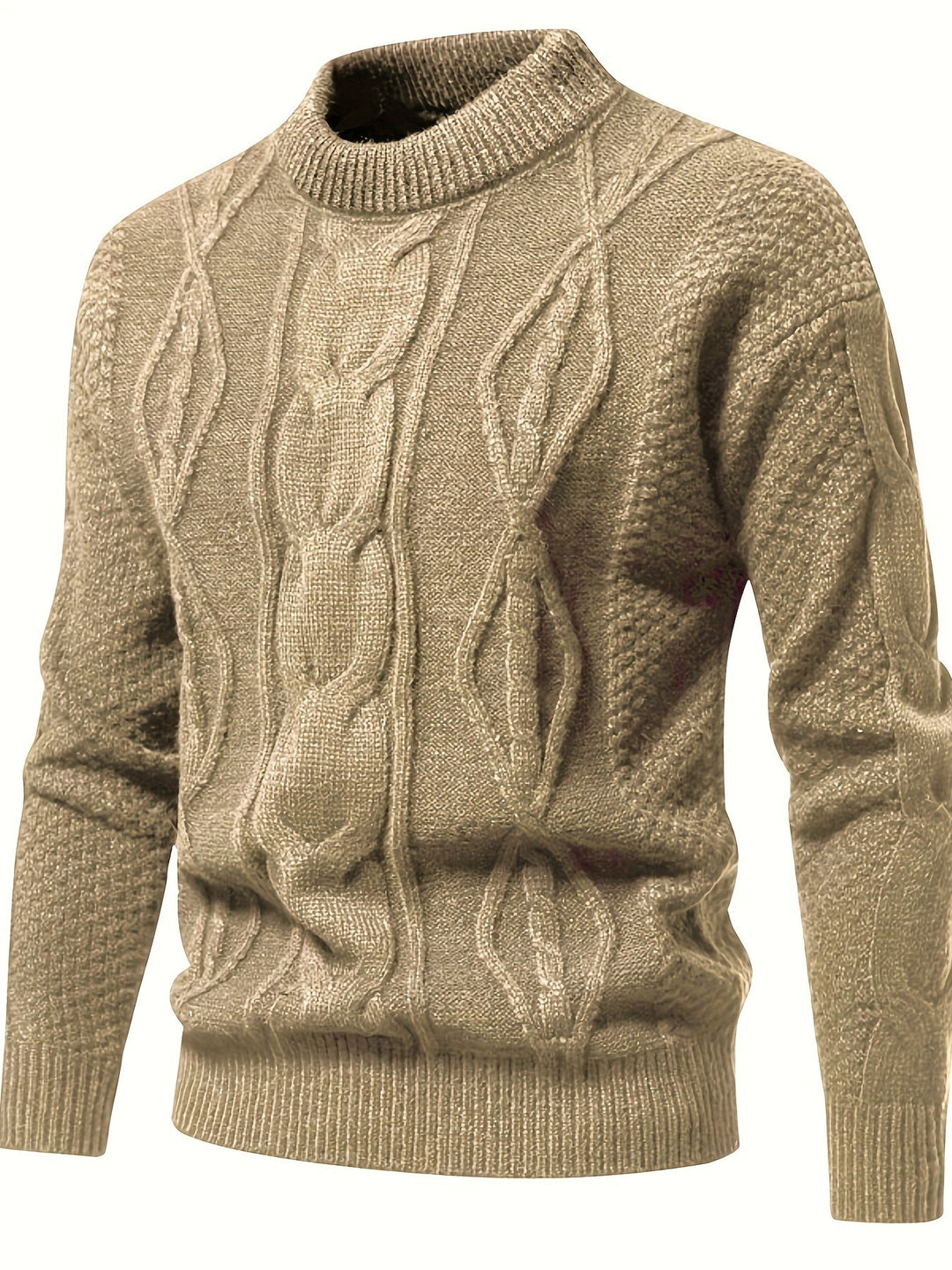 Plain Knitted Jumper for Men - Theo-Khaki-XS-Nora Luxe