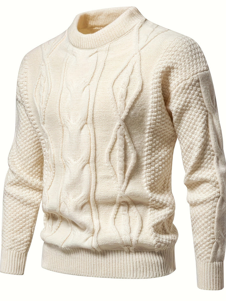 Plain Knitted Jumper for Men - Theo-White-XS-Nora Luxe