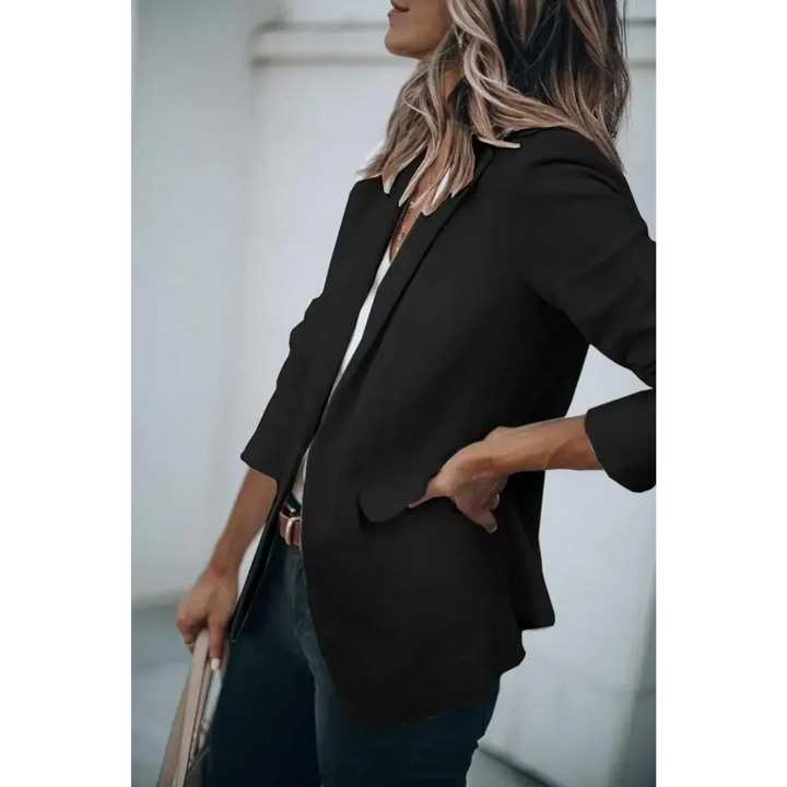 Plain Ladies Blazer with Puff Sleeves - Mia-Black-S-Nora Luxe