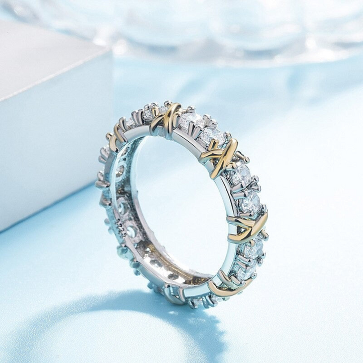 Platinum Love Cross Ring - Auryn-15-Nora Luxe