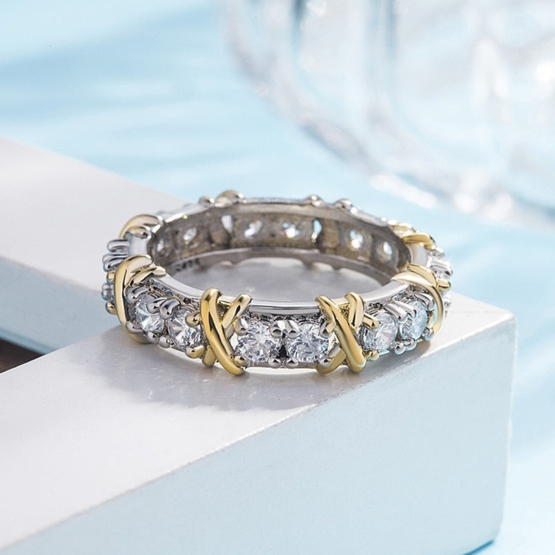 Platinum Love Cross Ring - Auryn-15-Nora Luxe