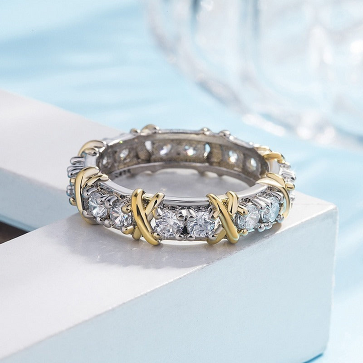 Platinum Love Cross Ring - Auryn-15-Nora Luxe