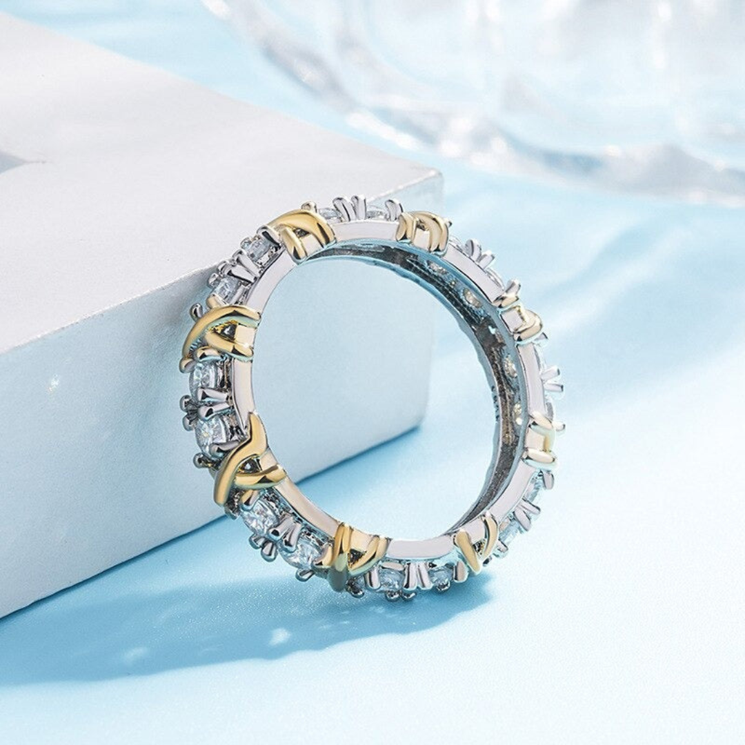 Platinum Love Cross Ring - Auryn-15-Nora Luxe