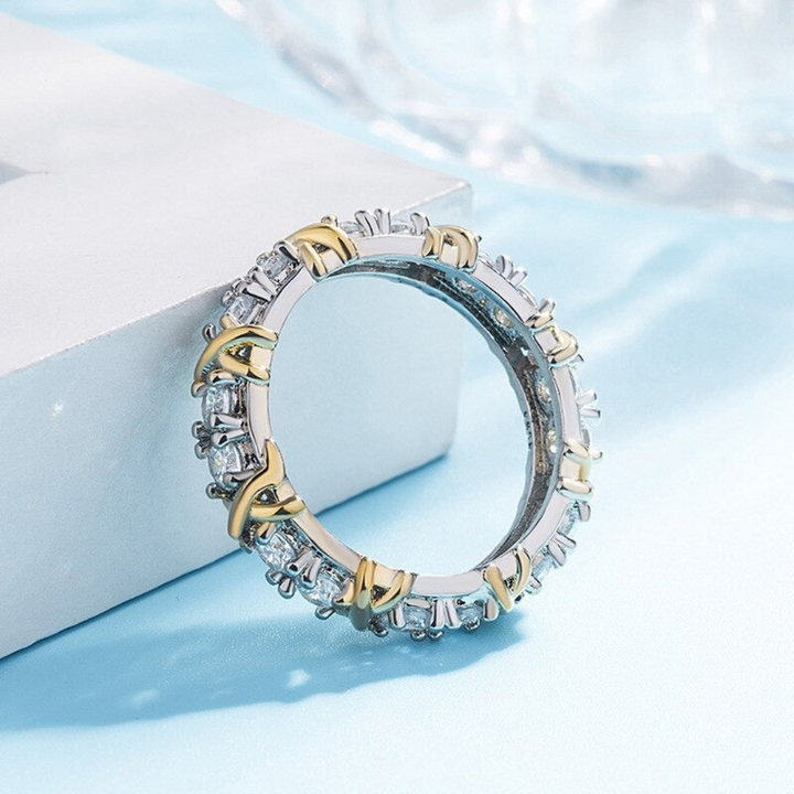 Platinum Love Cross Ring - Auryn-15-Nora Luxe