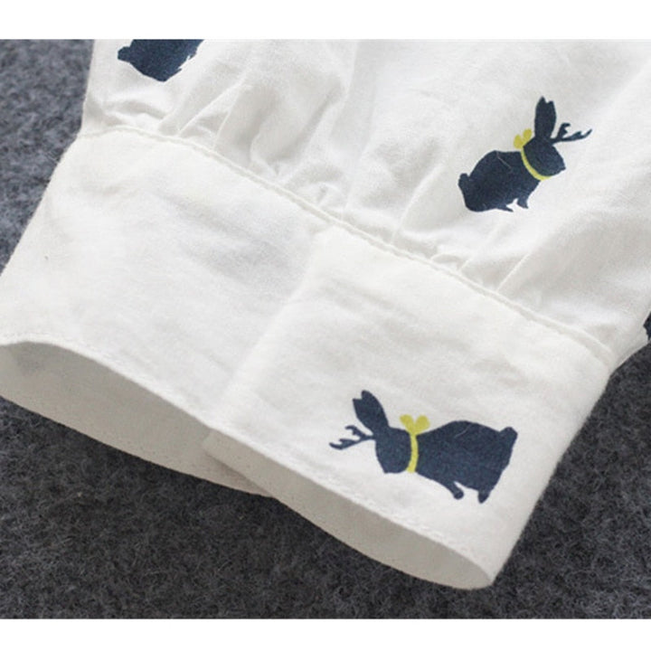 Playful shirt dress with rabbit print and lapel collar – Elina-S-Nora Luxe