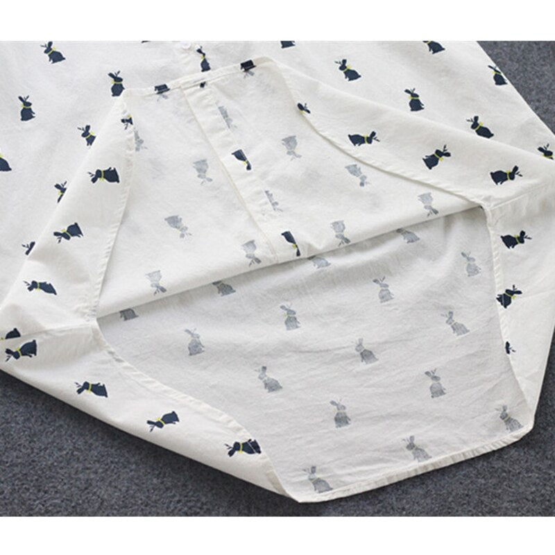 Playful shirt dress with rabbit print and lapel collar – Elina-S-Nora Luxe