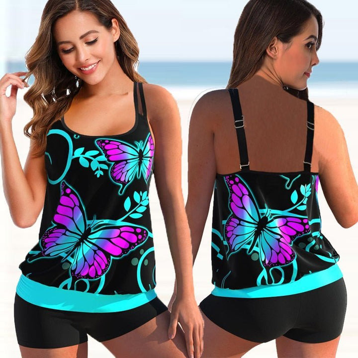 Plus Size Tankini for Beach & Pool - Marielle-Black - Butterflies-S-The Livary