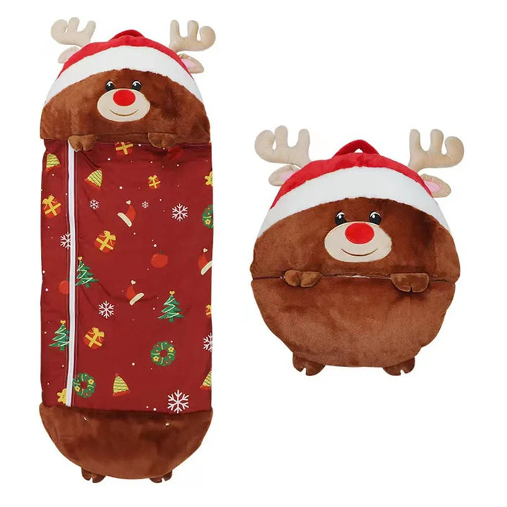 Plush Playmate and Sleeping Bag in one - SnoozeBuddy-Reindeer-Small (53.1 × 19.7 inches)-Nora Luxe
