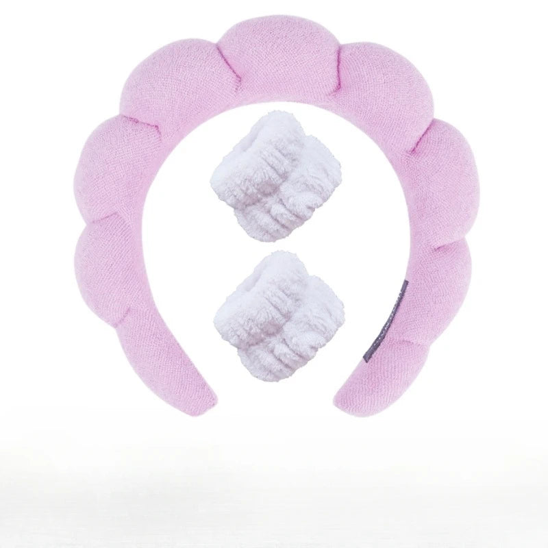 Plush Spa Headband & Wristband Set - Fluffiea-Purple-The Livary