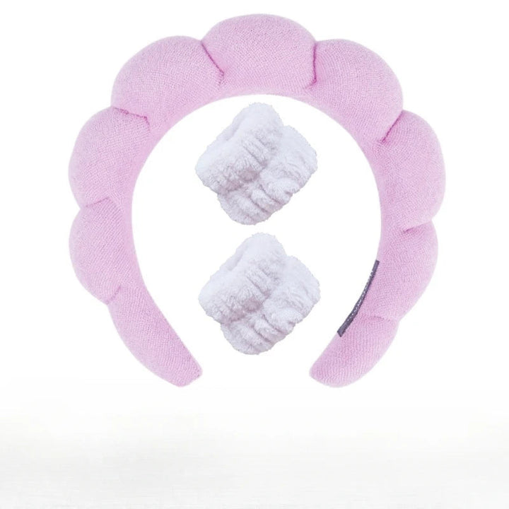 Plush Spa Headband & Wristband Set - Fluffiea-Purple-The Livary